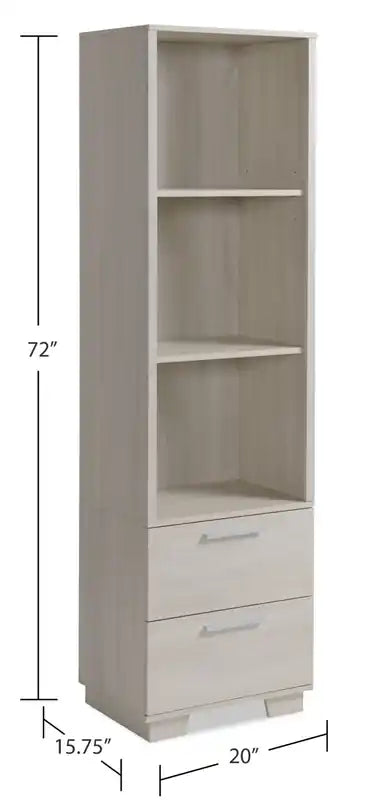 Meuble de rangement blanc – Colonne média 3 étagères et 2 tiroirs