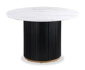 Kort & Co. Capri Dining Table with Marble-Look Top & Gold Accent, 47W Round - Black/White