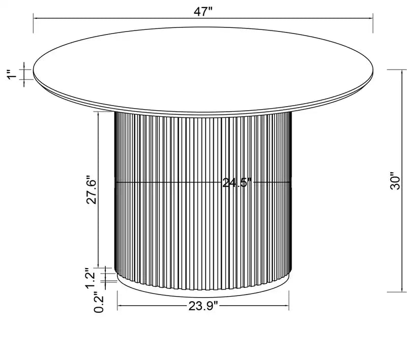 Table de salle à manger ronde 120 cm avec plateau aspect marbre et touches dorées - Noir/Blanc