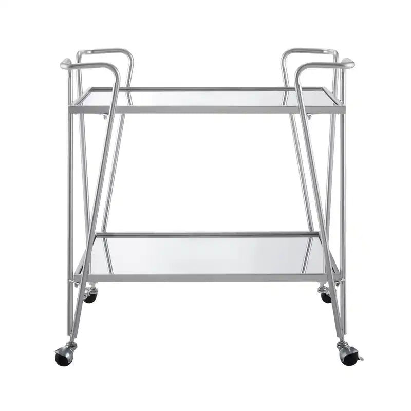Desserte de bar argentée du milieu du siècle