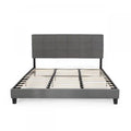 Lucia Upholstered Platform Bed Frame With Tufted Waffle Stitching,king Size,charcoal King Bed