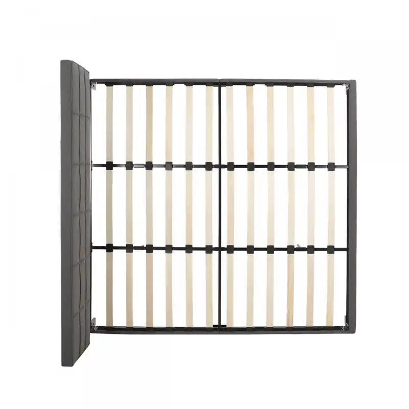 Lit plateforme rembourré avec surpiqûres touffetées gaufrées, lit King size, anthracite