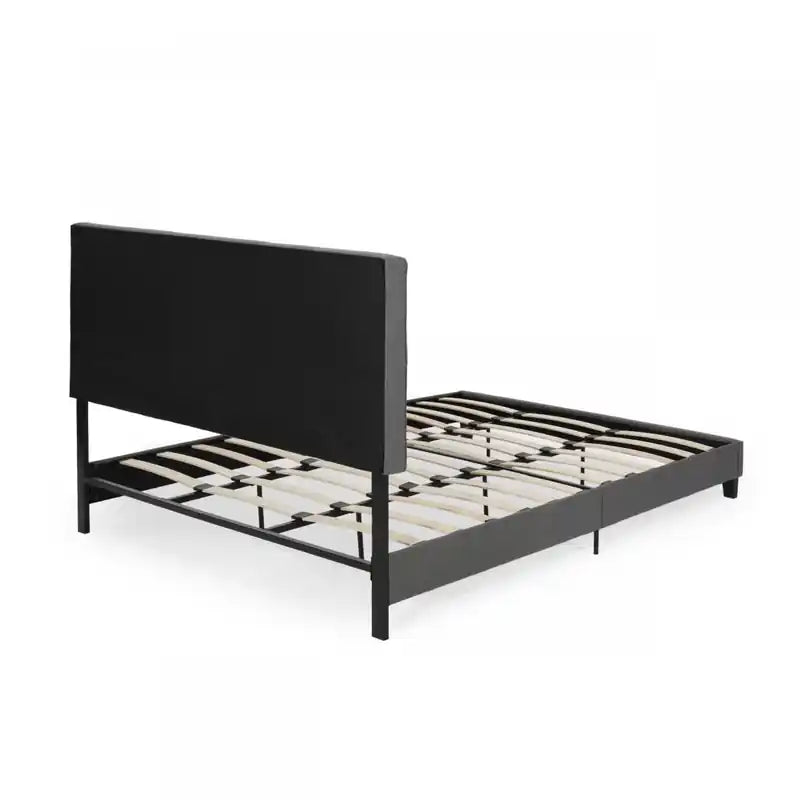 Lit plateforme rembourré avec surpiqûres touffetées gaufrées, lit King size, anthracite