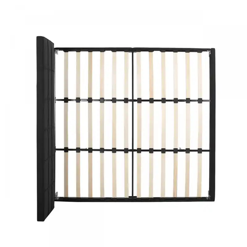 Cadre de lit plateforme rembourré avec surpiqûres touffetées gaufrées, très grand lit, très grand lit noir