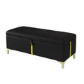 Tony Soft Velvet Upholstered Storage Ottoman Bench With Metal Legs