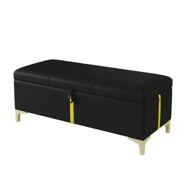 Tony Soft Velvet Upholstered Storage Ottoman Bench With Metal Legs