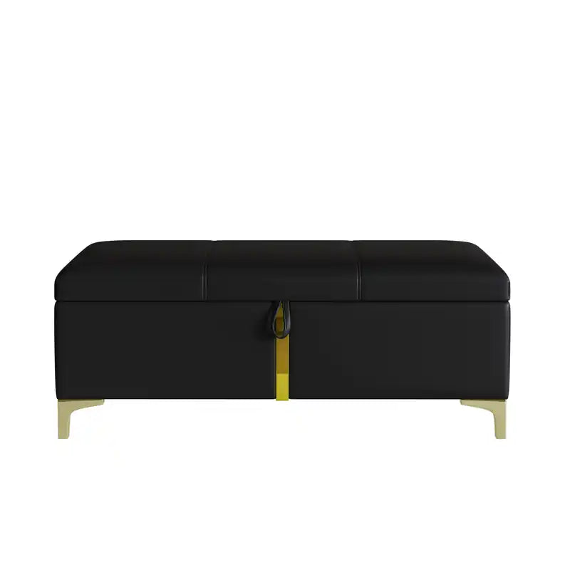 Banc de rangement ottoman en velours doux avec pieds en métal