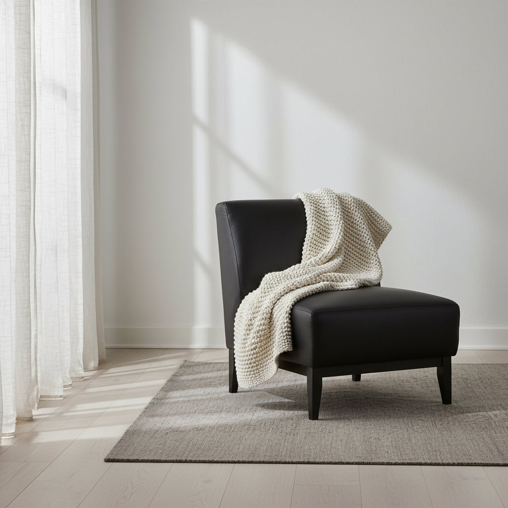 Murdock Accent Chair Black Leather