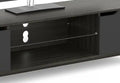 Meuble TV de 59 po avec 2 étagères et 2 portes noires - Bois gris foncé