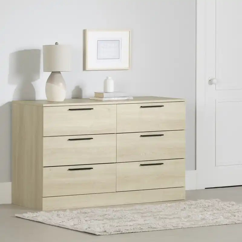 Commode 6 tiroirs - Chêne blanchi