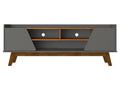 Manhattan Comfort Mid-Century Modern Marcus 62.99 TV Stand with Solid Wood Legs - Grey & Natural