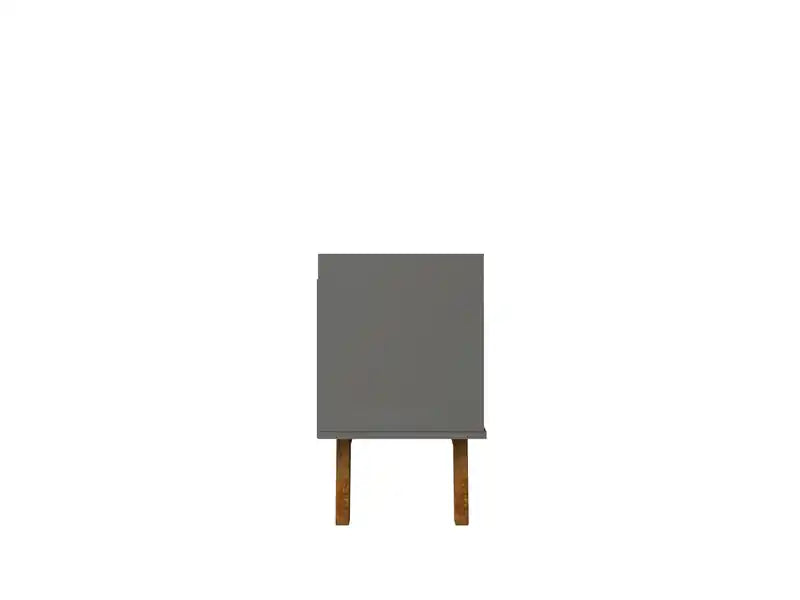 Meuble TV 62,99 po Mid-Century Modern avec pieds en bois massif – Gris et naturel