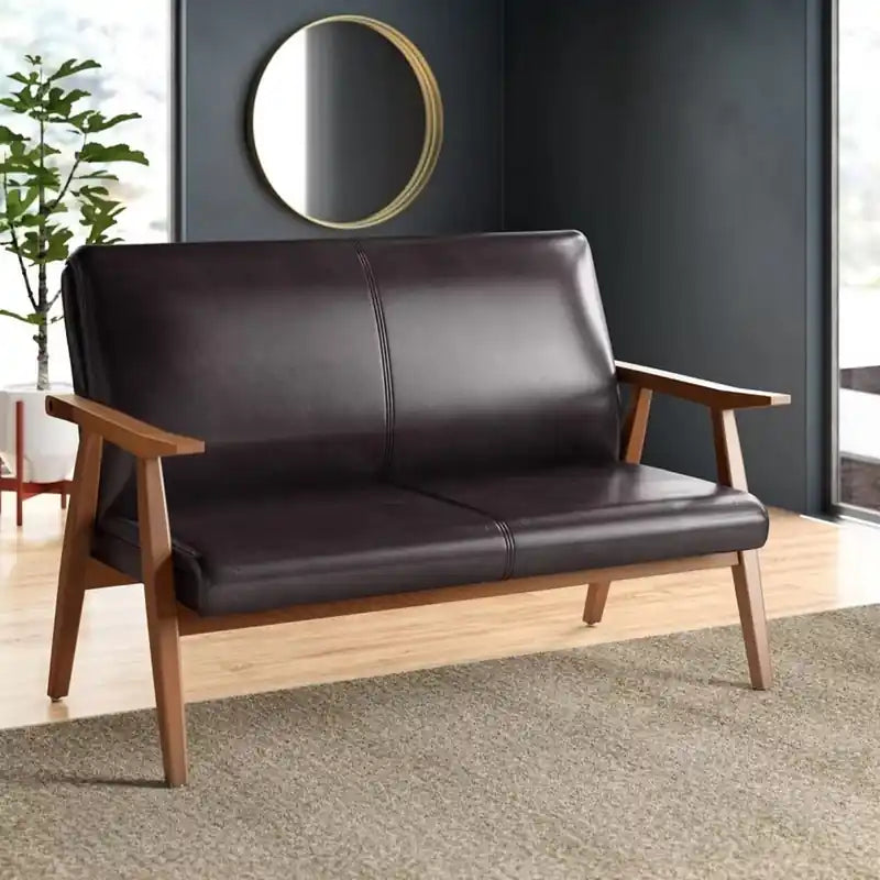 Causeuse en similicuir 51,2 po – Noir et ambre