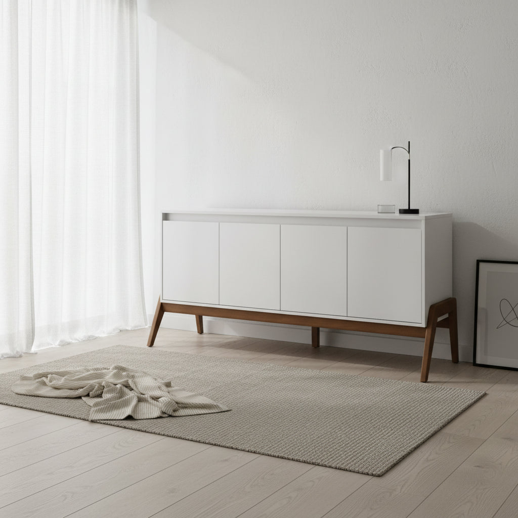 Manhattan Comfort Mid-Century Modern Gales 63.32 Sideboard with Solid Wood Legs