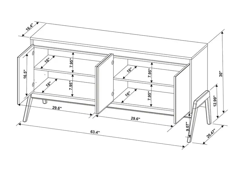 Enfilade Mid-Century Modern 63.32 avec pieds en bois massif