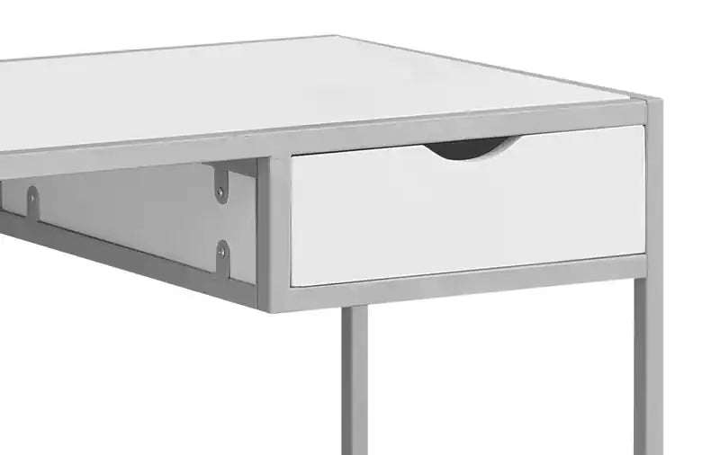 42.25 Bureau avec tiroir - Blanc/Argent