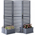 Outsunny Outdoor Privacy Screen With 4 Raised Beds And Drainage Holes