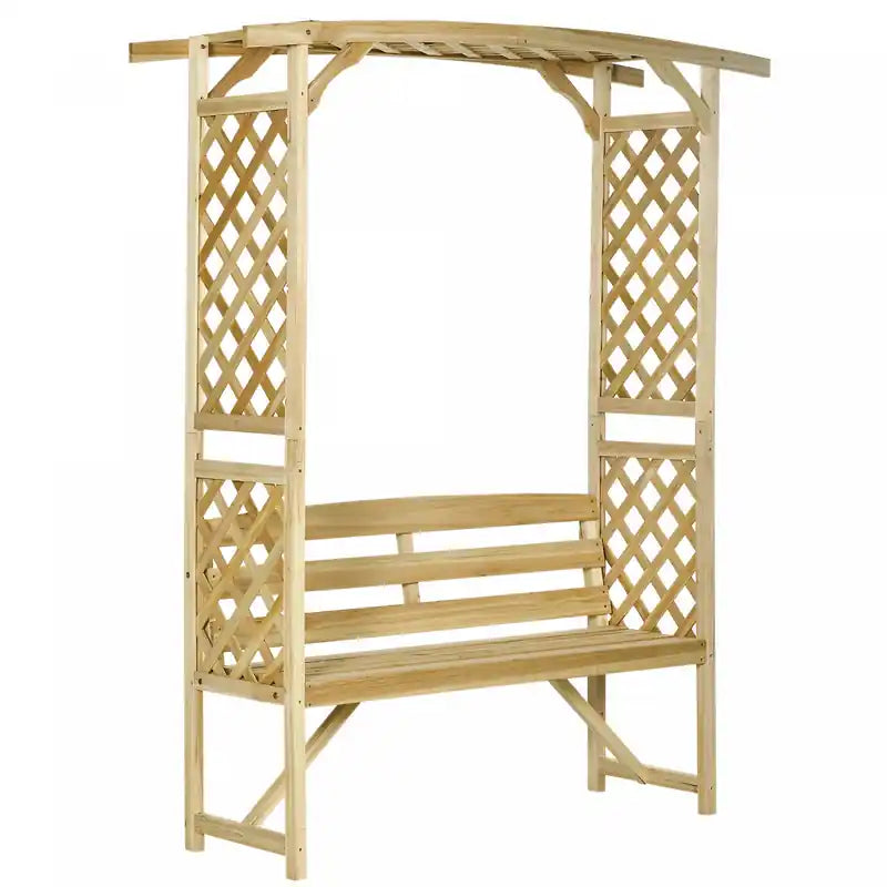 Outsunny Garden Arch With Bench, Wooden Garden Arbor For Vines
