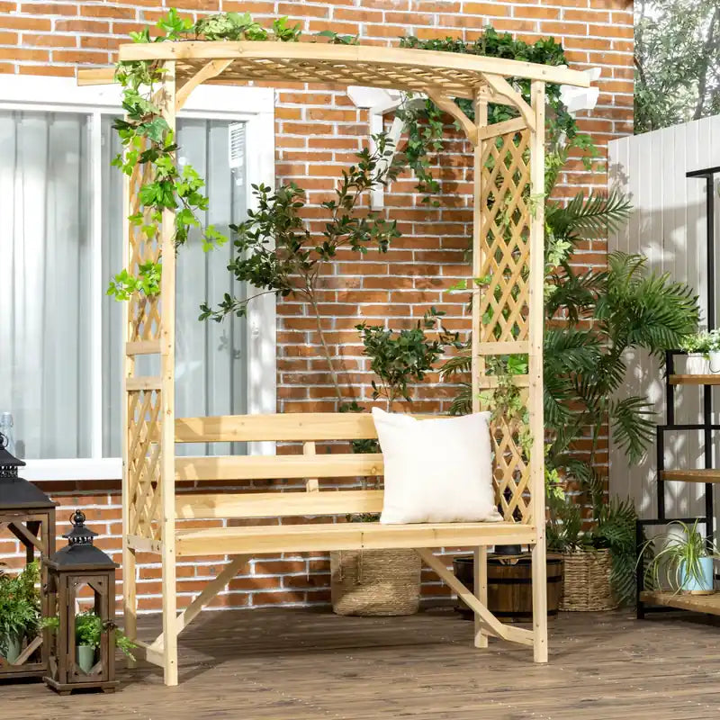 Arche de jardin avec banc, tonnelle de jardin en bois pour plantes grimpantes