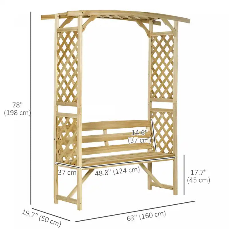 Arche de jardin avec banc, tonnelle de jardin en bois pour plantes grimpantes