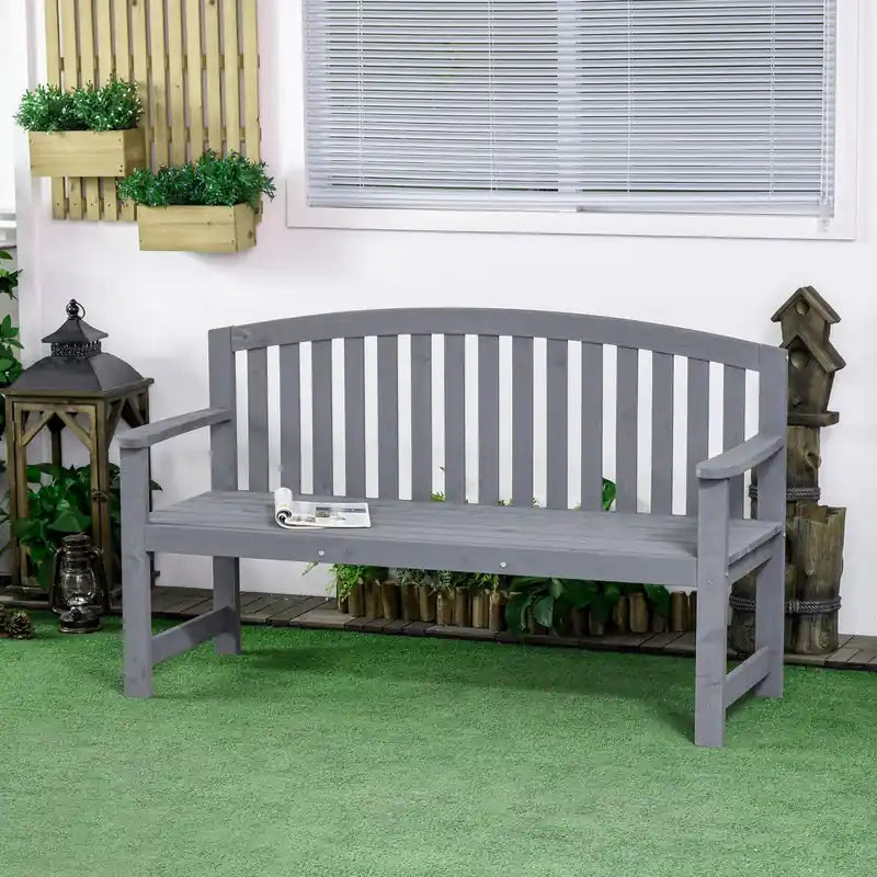 Banc de jardin 2 places avec lattes pour parc, cour ou extérieur