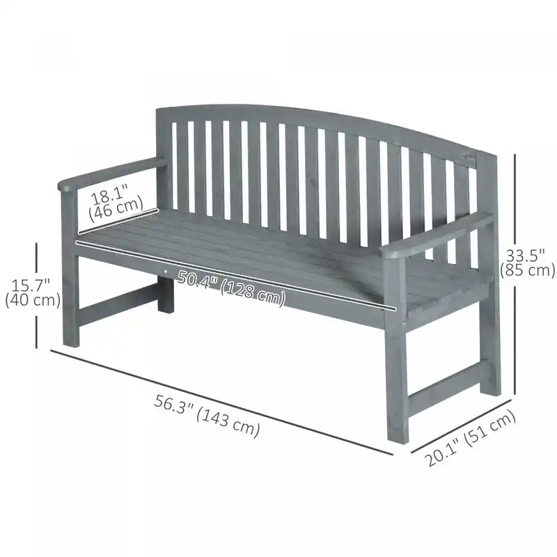 Banc de jardin 2 places avec lattes pour parc, cour ou extérieur