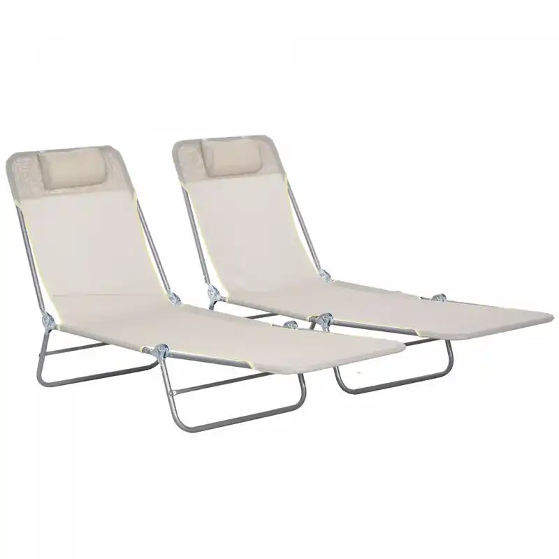 Outsunny 2-piece Folding Chaise Lounge, Reclining Sun Tanning Chairs