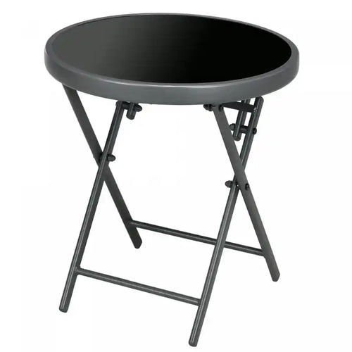 Outsunny 18 Outdoor Folding Table With Tempered Glass Top