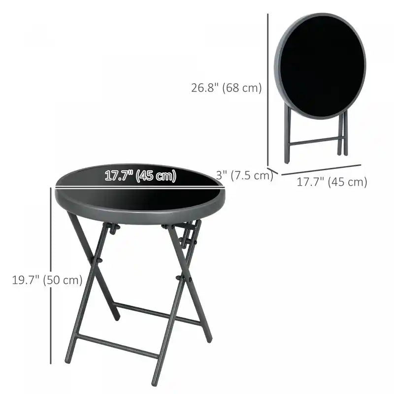 Table de jardin pliante avec plateau en verre trempé de 18 po