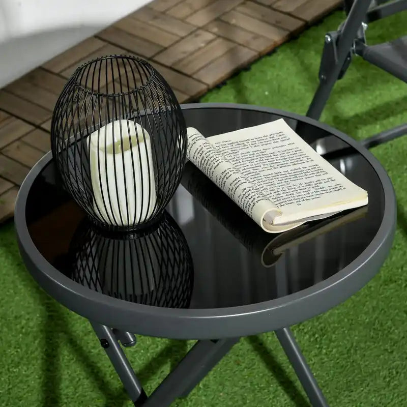 Table de jardin pliante avec plateau en verre trempé de 18 po