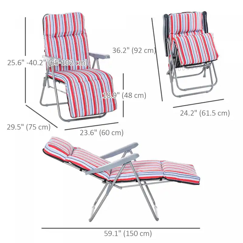 Bain de soleil de jardin, fauteuil inclinable d'extérieur, gris et rouge