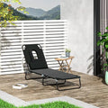 Outsunny Adjustable Outdoor Lounge Chair With Support Pillow