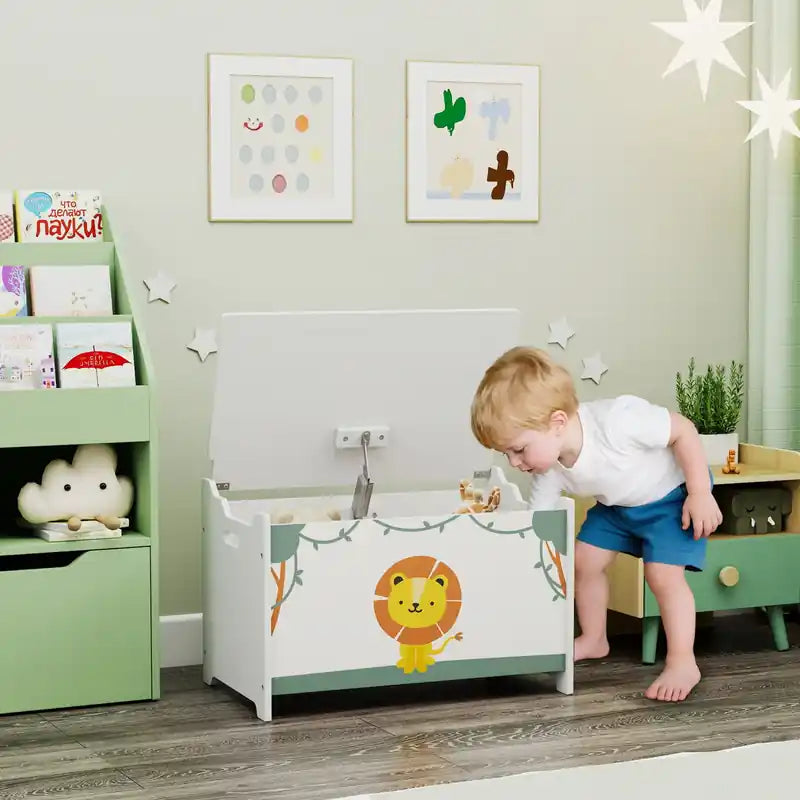 Coffre à jouets, malle de rangement pour enfants avec couvercle, charnières de sécurité et poignées rainurées, organiseur de rangement pour jouets pour garçons et filles