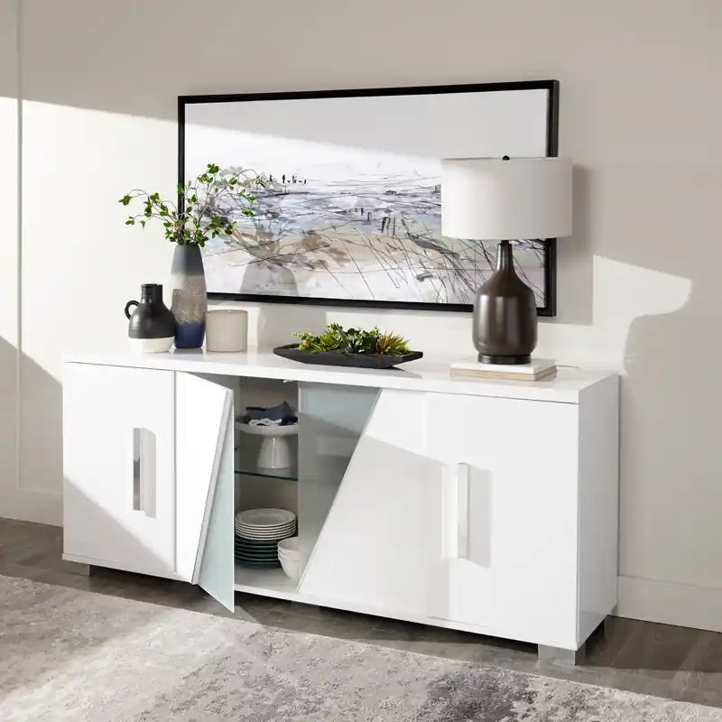 Bahut de salle à manger avec rangement – Fabriqué en Italie, moderne, 79,5 po l.