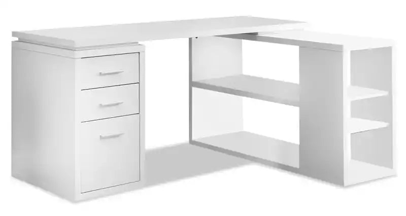 Rickey 60 L-Shaped Corner Office Desk with 3-Drawers & Shelving