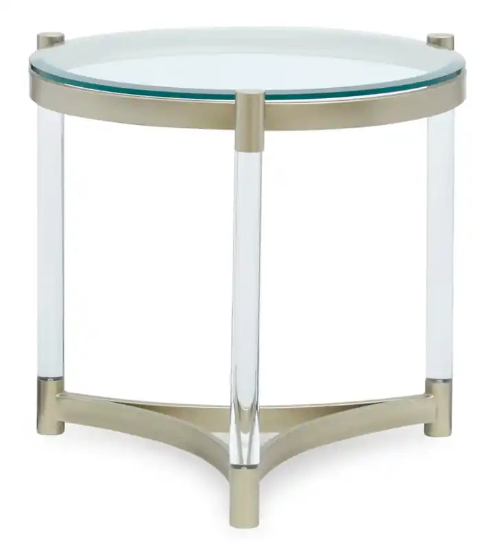 Guéridon moderne rond en verre de 25,5 - Platine avec métal et acrylique