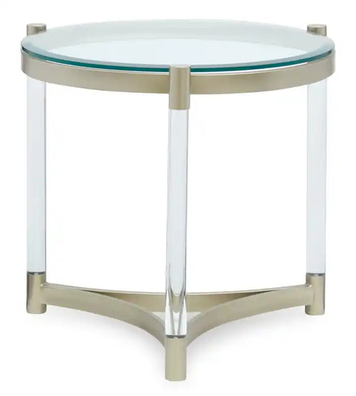 Guéridon moderne rond en verre de 25,5 - Platine avec métal et acrylique