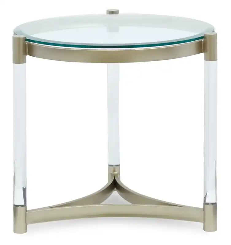 Guéridon moderne rond en verre de 25,5 - Platine avec métal et acrylique