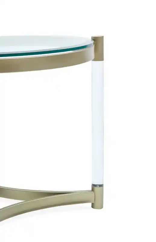 Guéridon moderne rond en verre de 25,5 - Platine avec métal et acrylique