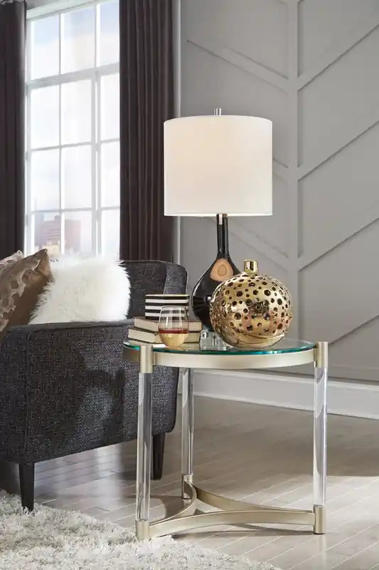 Guéridon moderne rond en verre de 25,5 - Platine avec métal et acrylique