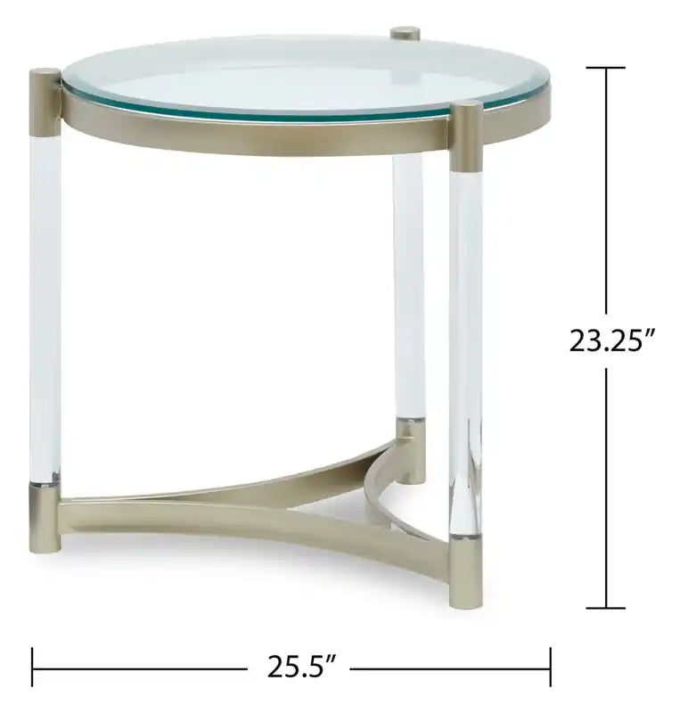 Guéridon moderne rond en verre de 25,5 - Platine avec métal et acrylique