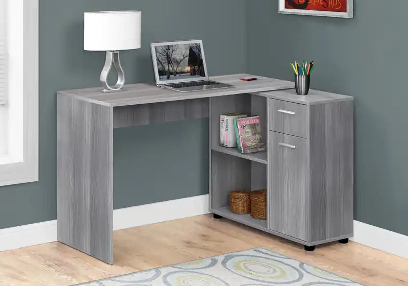 Bureau d'angle de 117 cm avec casiers, tiroir et meuble de rangement